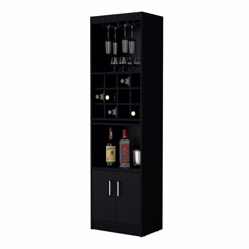 Bar avec rangement pour bouteilles de vin, Noir