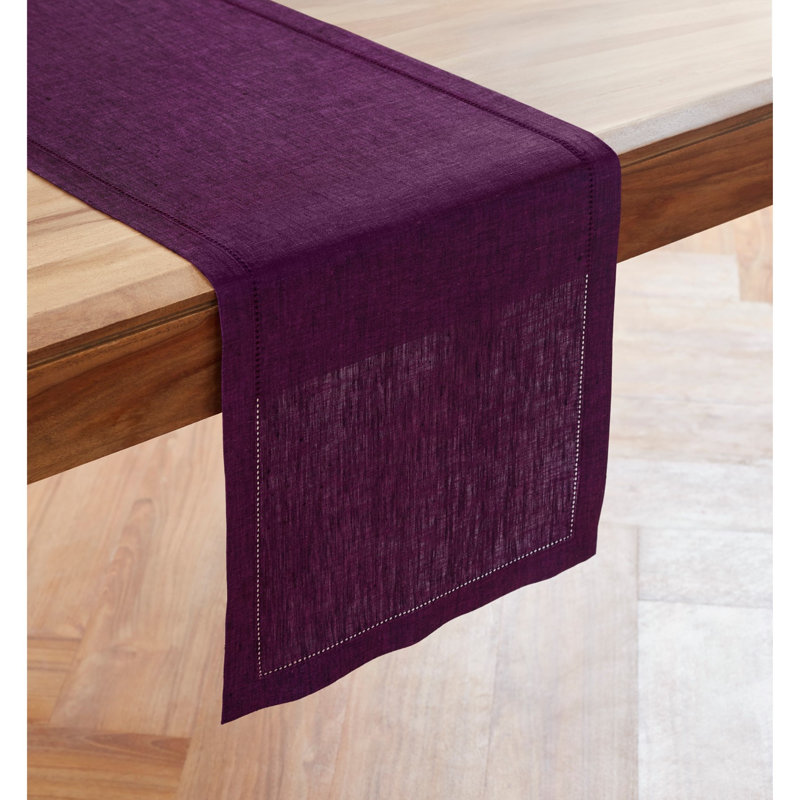 Milan - 100% Pure Linen Table Runner, Grape, 108" x 14"