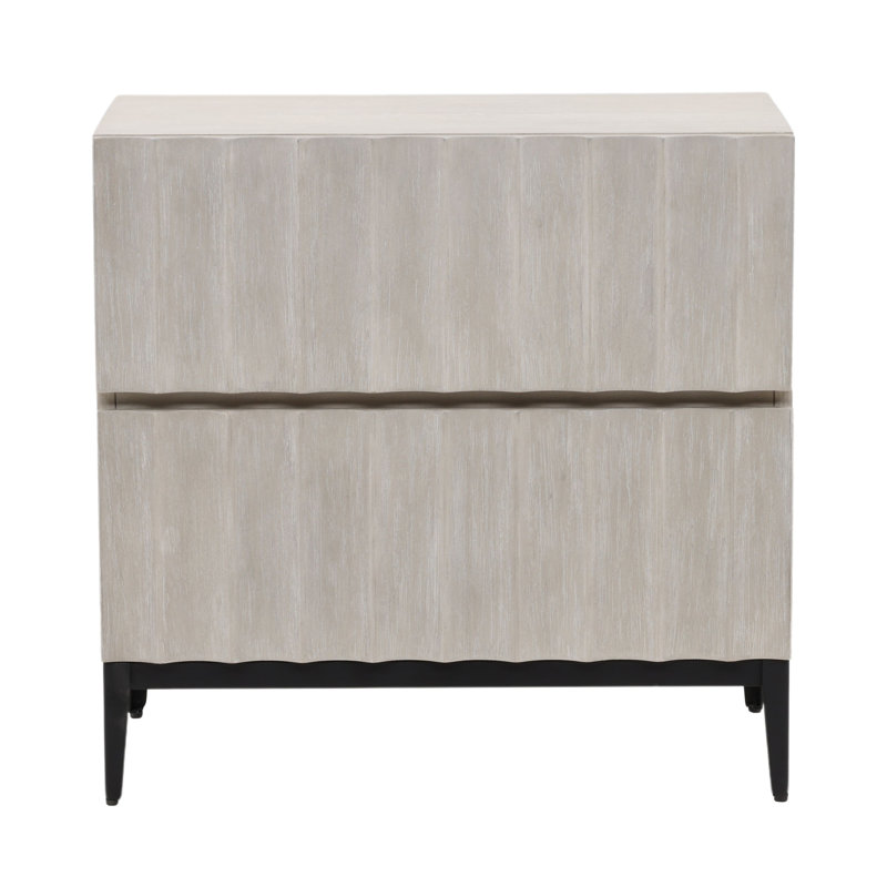 Silvia 2-Drawer Rubberwood Nightstand, Light Gray