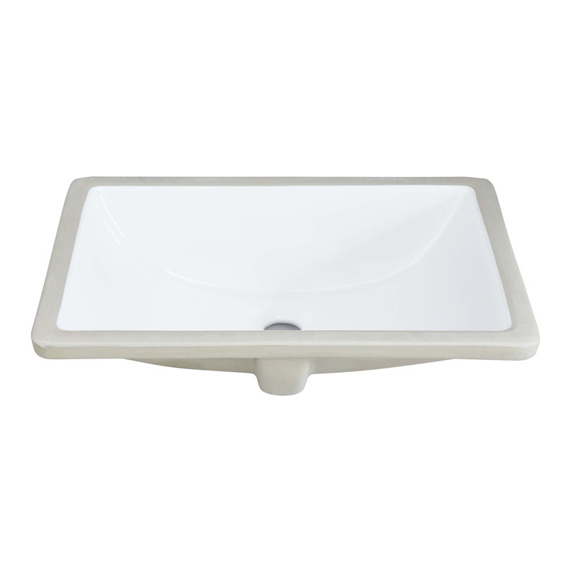 Lavabo encastré en céramique - blanc rectangulaire, trop-plein, insonorisant, résistant à la chaleur, aux taches et aux égratignures, rouille, sans trous de robinet, surface de lavabo rectangulaire encastrée, insonorisée, présente