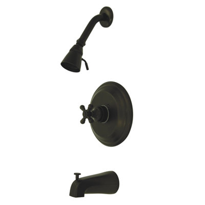 Garniture de robinet de baignoire et douche à inverseur avec poignées en croix Buckingham Metropolitan
