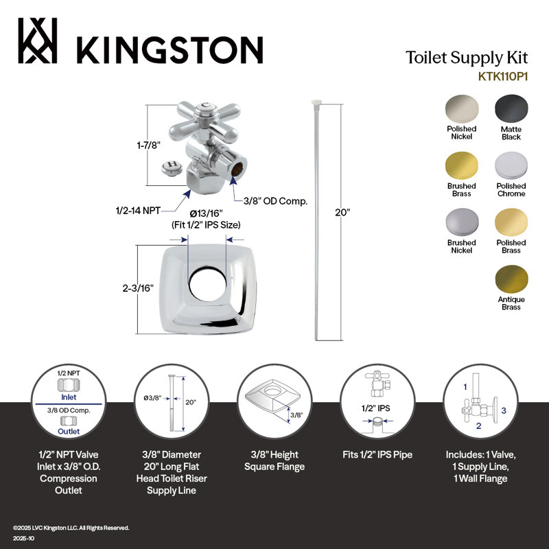 Ensemble de garniture de toilette Kingston, Nickel brossé