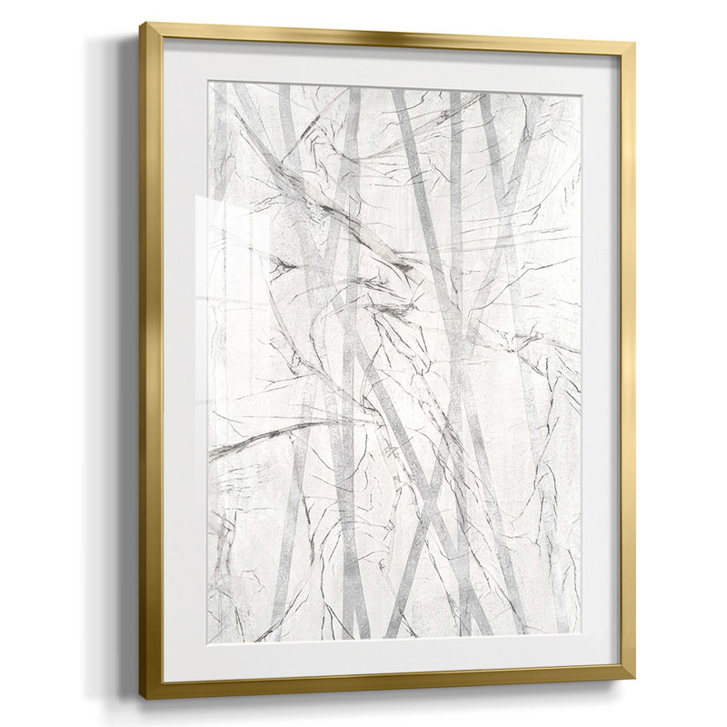 «Pewter Forrest I», reproduction encadrée, Blanc, Papier avec cadre doré