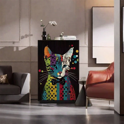 Armoire décorative en bois de noyer avec cinq tiroirs