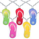 10-Count Summer Flip Flop Novelty String Christmas Light Set 7.25ft White Wire