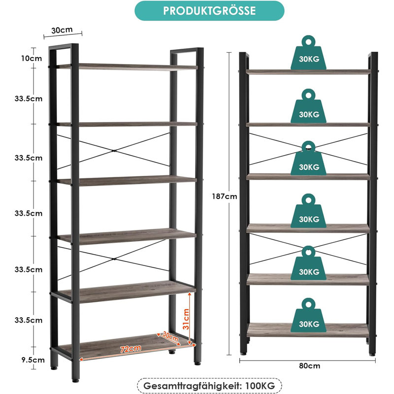 Aayat 24cm H x 39cm W Steel Etagere Bookcase