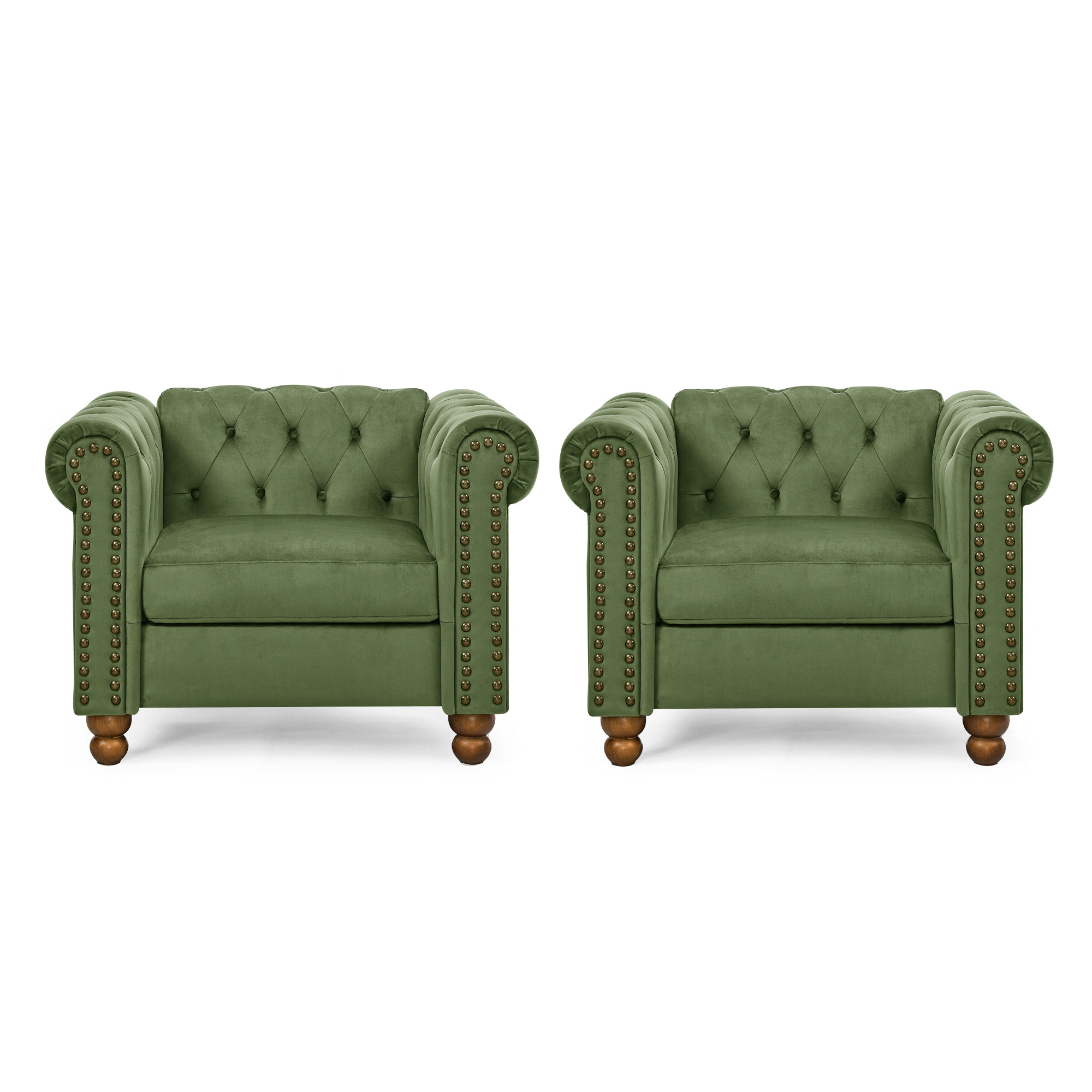 House of hampton jumal 2 piece velvet chesterfield living room chairs
