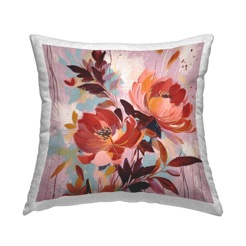 Coussin d'extérieur imprimé moderne "Modern Flower Collage" par Lazar Studio