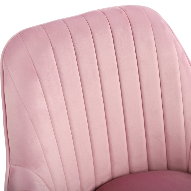 Fauteuil rembourré en velours Aisaiah, Velours rose / doré