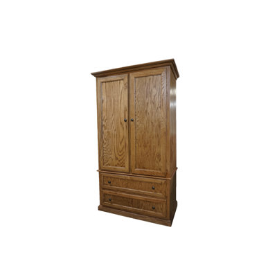 Oak Extra Wide Solid Wood Wardrobe with shutter doors by Red Barrel Studio