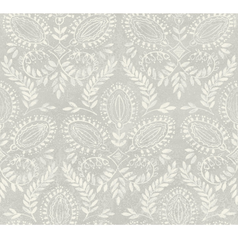 Papier peint Laurel Damask, gris