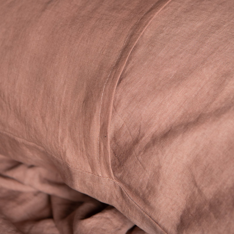 100% French Linen Duvet Cover & Sham Set, Queen Duvet Cover + 2 Standard Pillow Shams, Clay