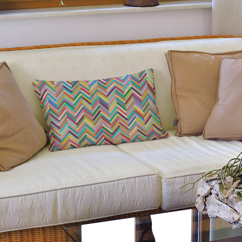 Coussin lombaire à chevron, 10 po x 14 po, Duvet synthétique, Arc-en-ciel