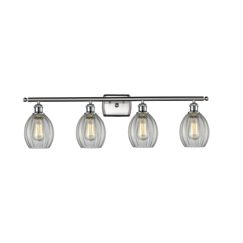 Éclairage pour meuble-lavabo 4 lumières Fleury, Transparent, Nickel satiné brossé, Led