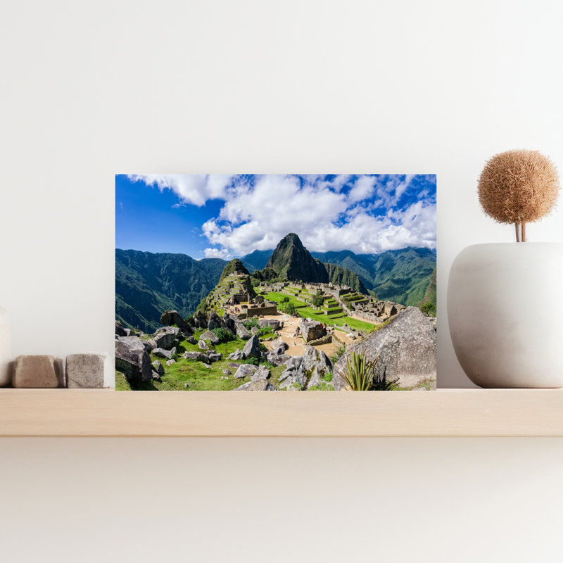 Citadelle dans les montagnes, Machu Pichu, Huayna Picchu, Pérou, art abstrait contemporain, paysage, art mural
