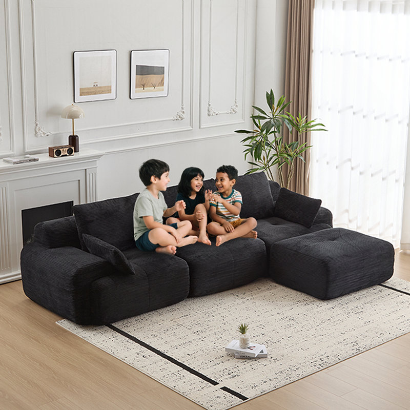 Canapé moderne en mousse à mémoire de forme compressée, grands canapés modulaires pour le salon, canapé modulaire Cloud pour animaux de compagnie, tissu en velours côtelé, causeuse très profonde, configuration sans tracas