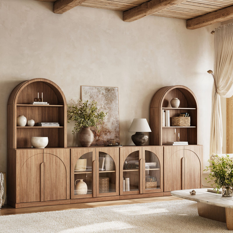 Ensemble de rangement pour meuble télé 4 pièces avec rangement - 1A2E, brun clair, Chameau