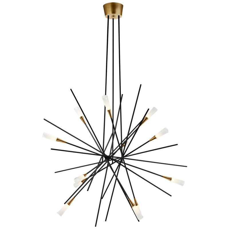Chapman & Myers Stellar Large Chandelier, Matte Black/Antique Brass