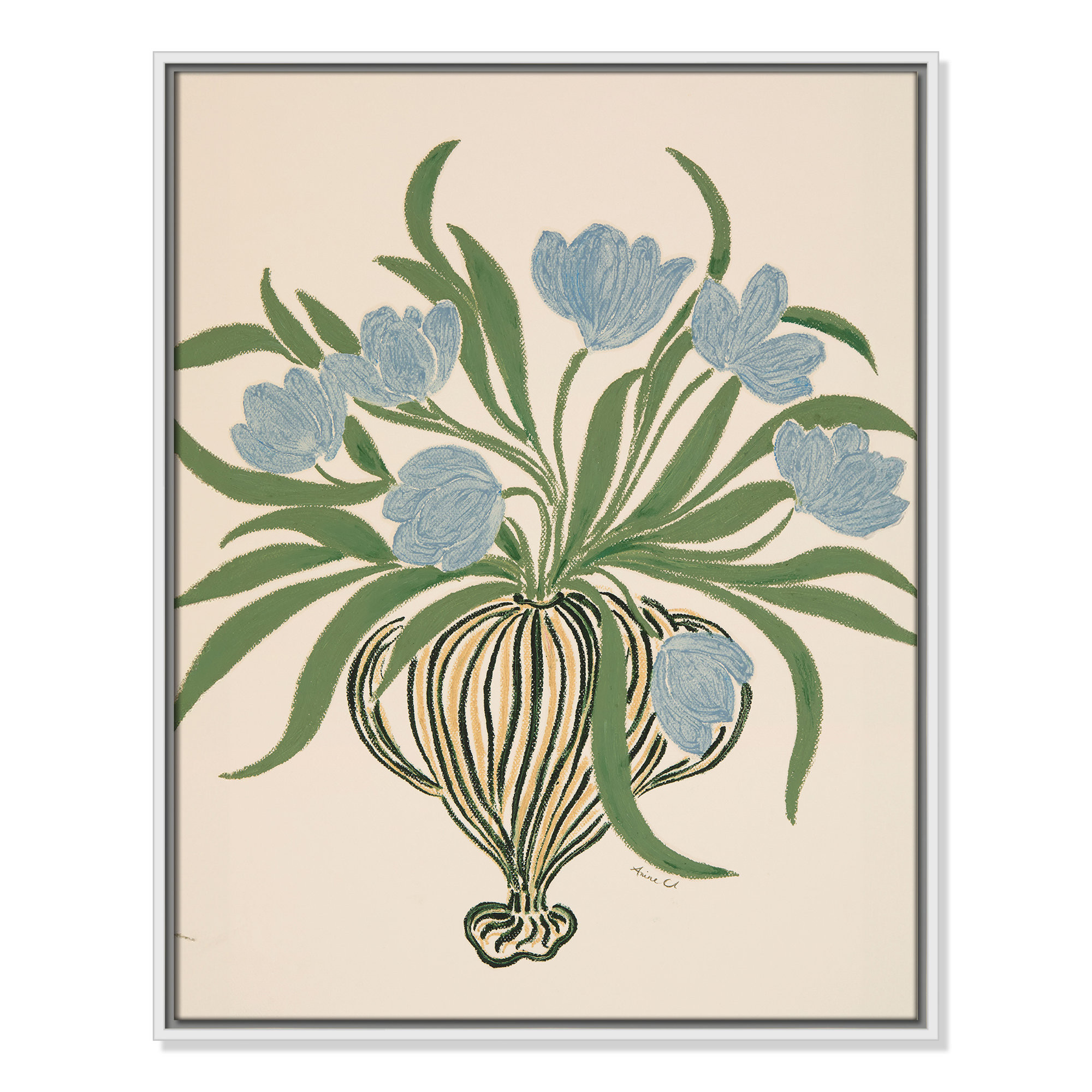 La Poire Blue Tulips Print by Camilla Bergqvist, 29.5" H x 23.5" W, White