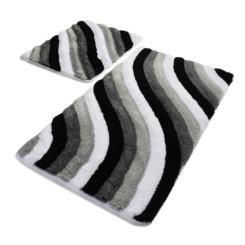 Ensemble de 2 tapis de bain Caulkins, Gris / blanc