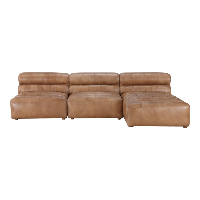 Ramsay Modular Chaise Sectional, Brown Top Grain Leather