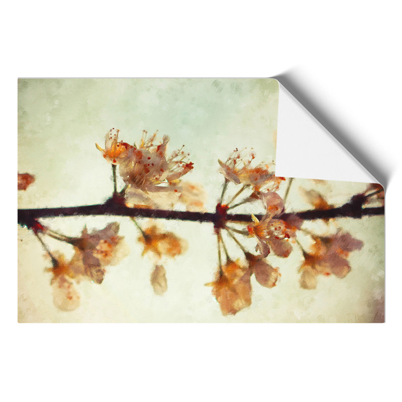 Pink Cherry Blossom Flowers Painting - Frameless Print, 30cm H x 42cm W x 0.1cm D