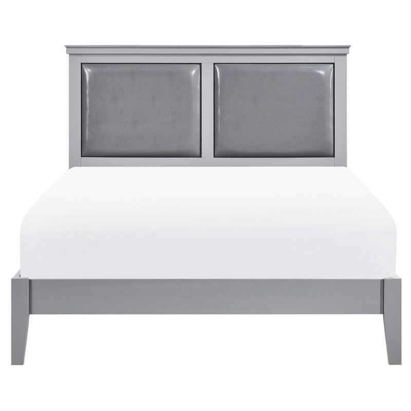Lit pour grand lit gris avec tête et pieds rembourrés, Grand lit, Gris