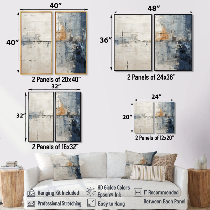 «Abstract Blue Beige Road Collage II», art mural moderne sur toile, 32" H x 32" W, Impression encadrée flottante, Black