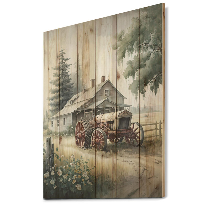 Jung - Tractor Barn - impression sur bois vert, H 20 po x l 12 po x P 1 po