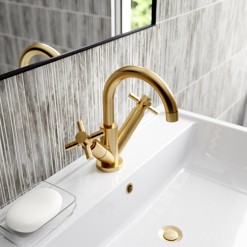 Tec Crosshead Mono Basin Mixer, Brushed Brass
