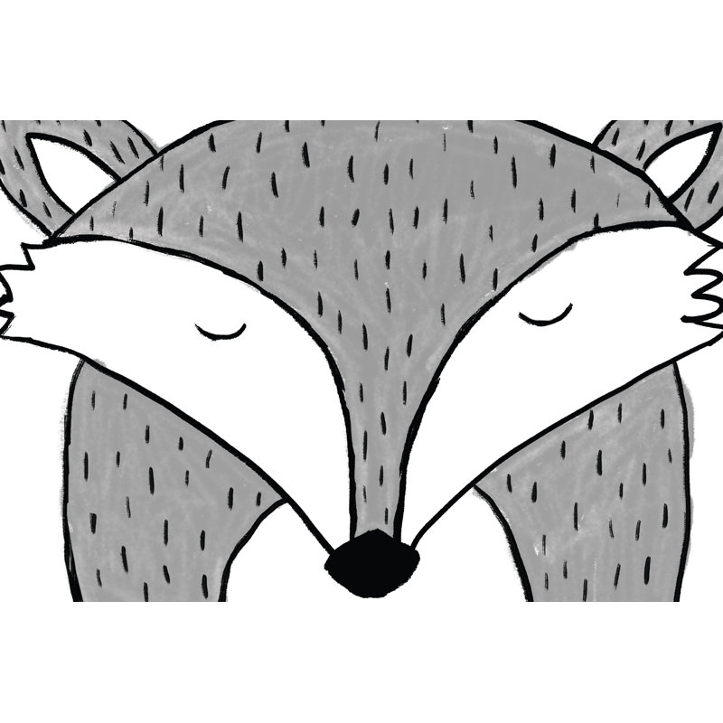 Fox Line Drawing - Wrapped Canvas Art Prints, 30cm H x 46cm W x 3.8cm D