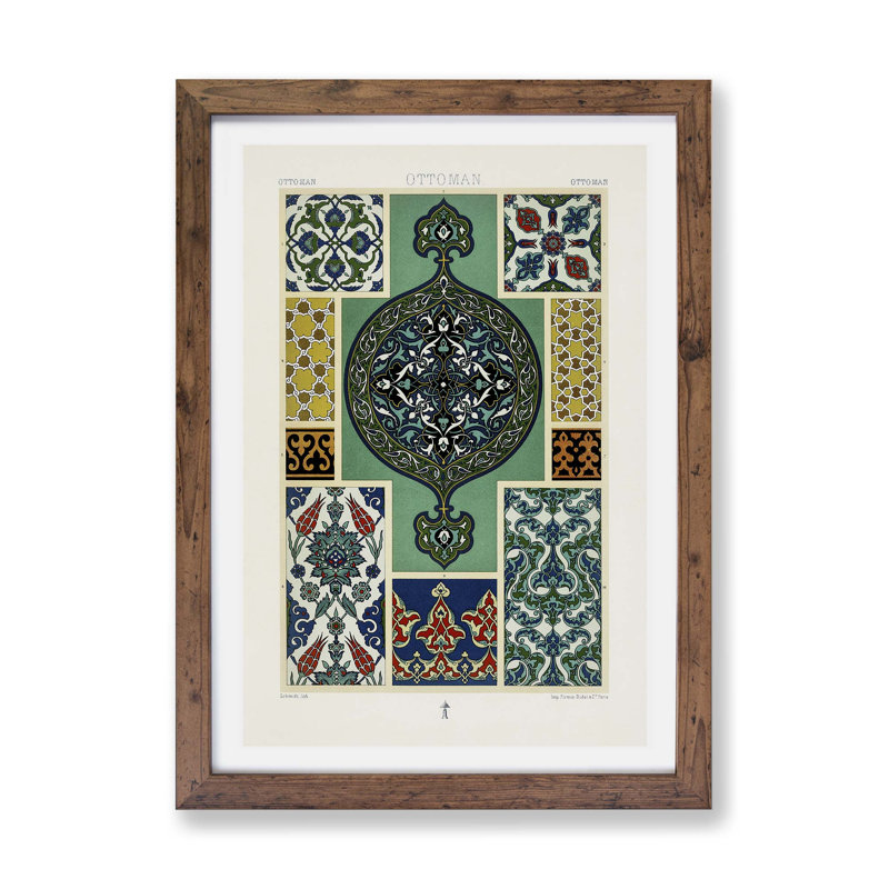 Ottoman Pattern by Albert Racinet - Framed Print, 33cm H x 45cm W x 2cm D, Walnut