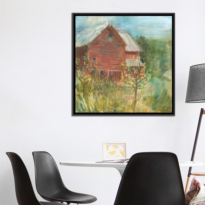 «Barn Orchard», reproduction sur toile, H 18 po x l 18 po x P 1,5 po, Toile avec cadre noir, Pas de tapis