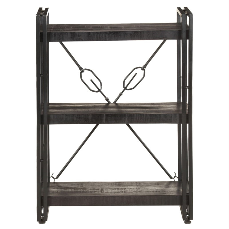 Bookcase Solid Mango Wood, 31.5" H x 23.62" W x 11.81" D, Black