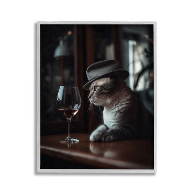 «Classy Cat at Bar», estampe numérique encadrée par Ziwei Li