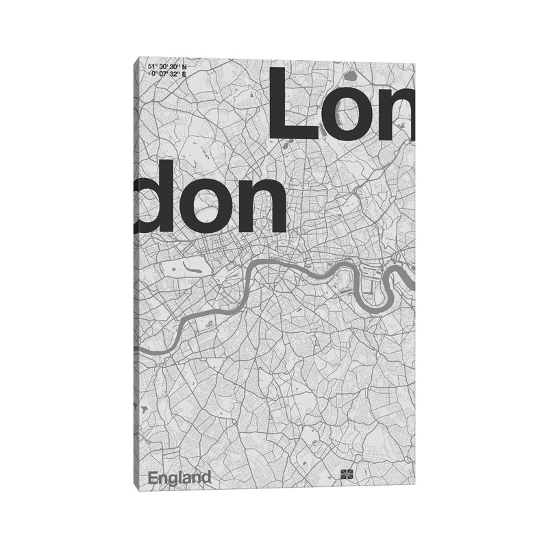 Carte de Londres, H 12 po x l 8 po x P 0,75 po