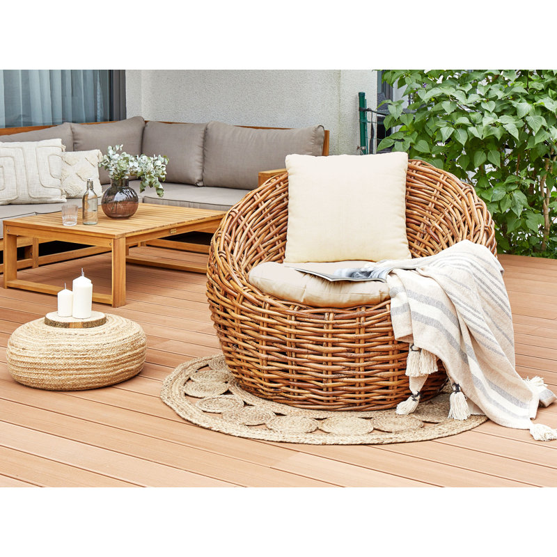 Craman Wicker Outdoor Lounge Chair, Natural, Beige