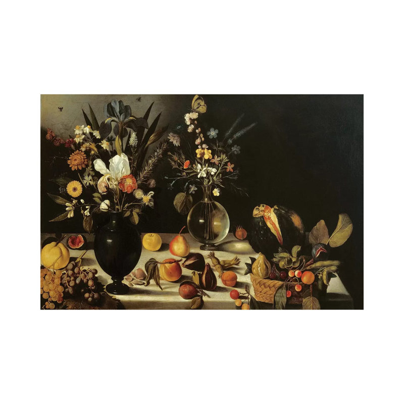 Still Life With Flowers And Fruit, By Master Of The Hartford Still Life, C.1600-10 by Michelangelo Merisi Da Caravaggio - Wrapped Canvas Painting