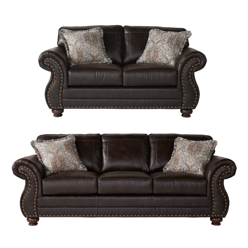 Revêtement en similicuir rembourré et profond, avec garniture cloutée et garniture en tissu, siège confortable au design transitionnel