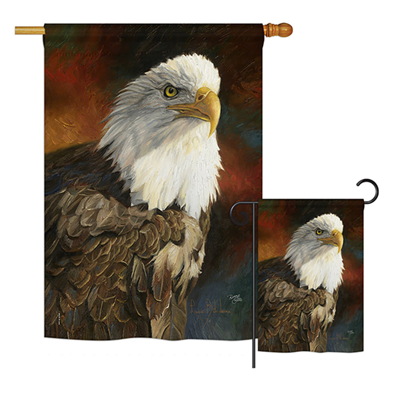 Portrait d’un eagle en polyester de 2 côtés 40 x 28 po eagle nature sauvage ensemble de drapeau