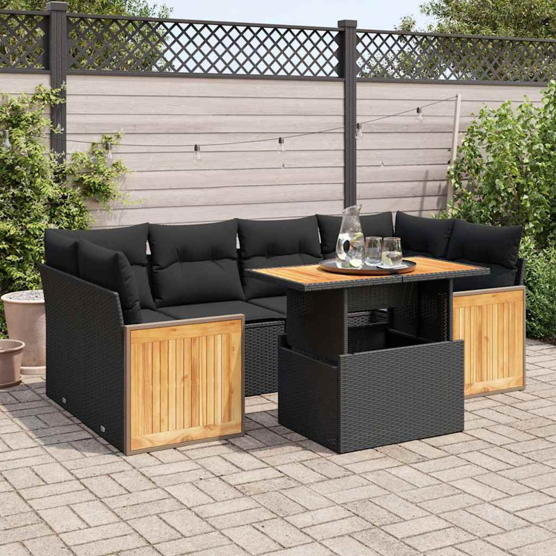  Ensemble de canapé de jardin noir