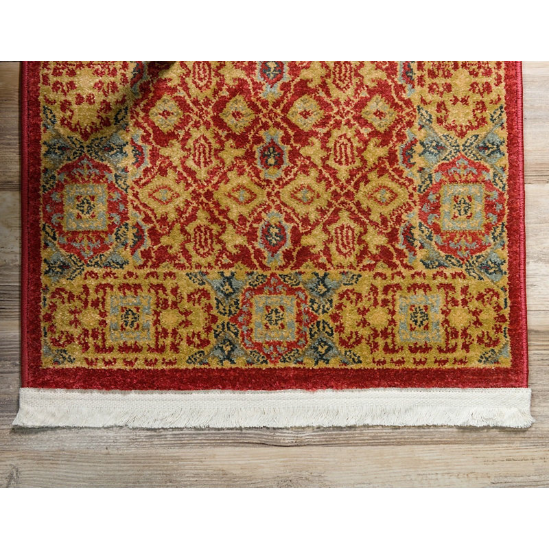 Tapis à motif oriental rouge Palazzo, Tapis de couloir 2 pi 7 po x 10 pi