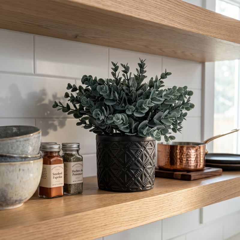 Faux plantes artificielles bleu eucalyptus en pot