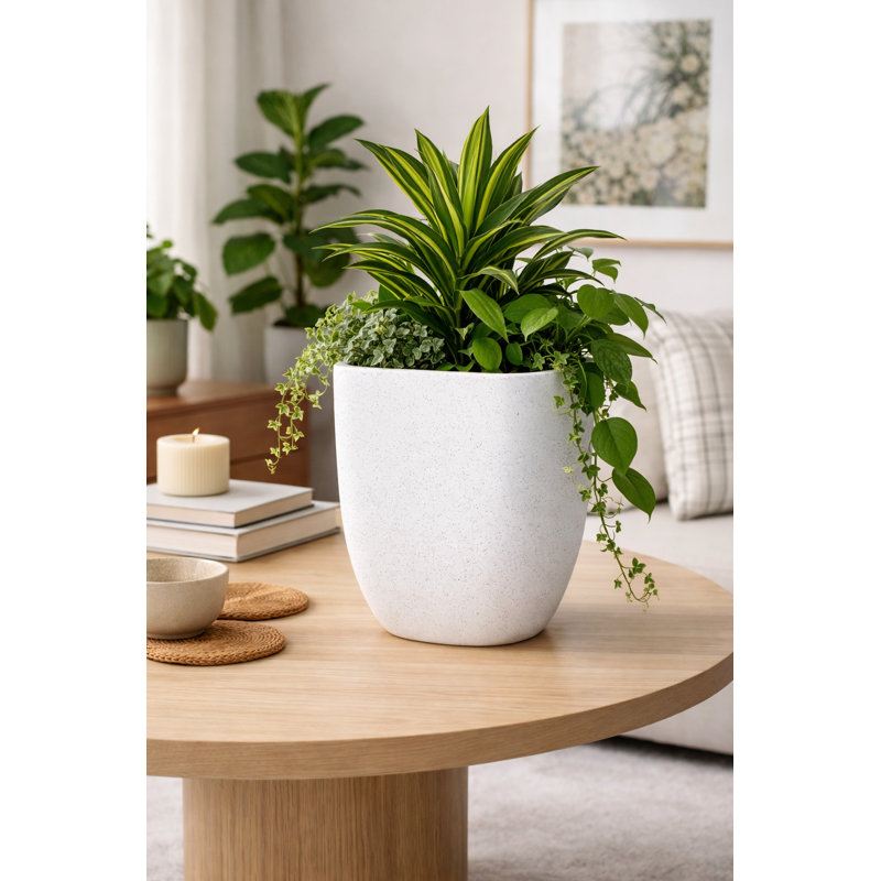 Tall Landa Square - Terrazzo, 11.5" H x 8.5" W x 8.5" D, White