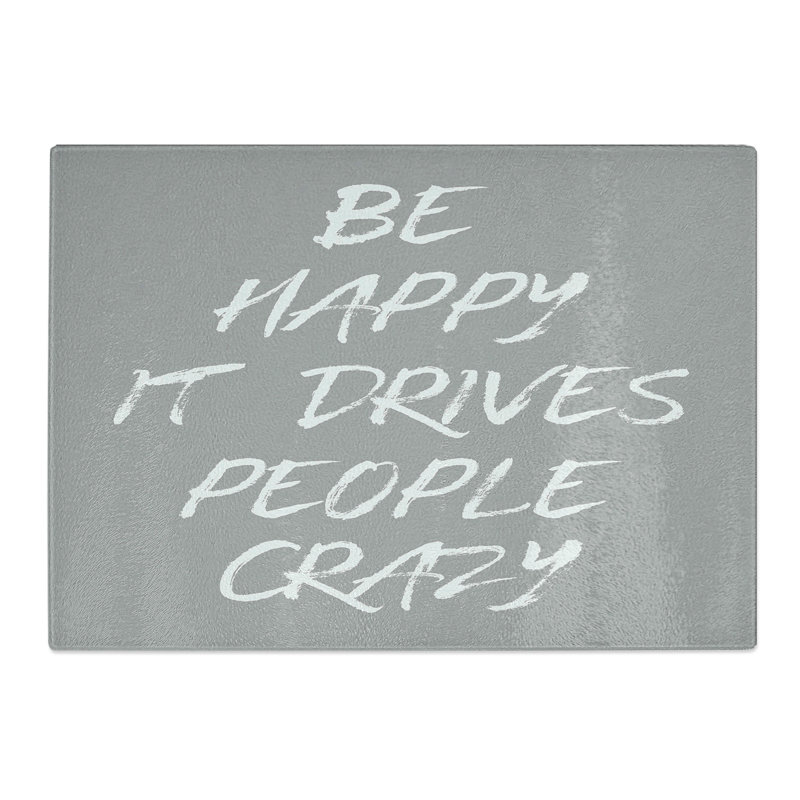Be Happy Typography Chopping Board, 0.4cm H x 28.5cm W x 39cm L