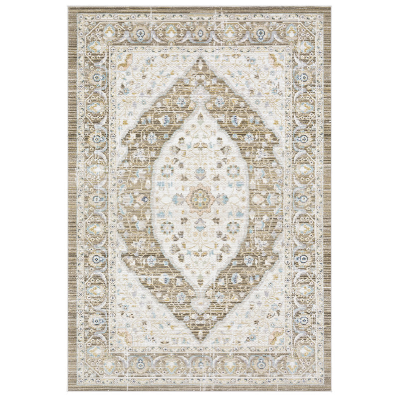 Tapis brun / bleu Tonye, Rectangle 7 pi 10 po x 10 pi 10 po