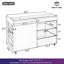  Multi-Functional Storage Island Vanity Console with Glass Display Shelves and Reversible Top, White