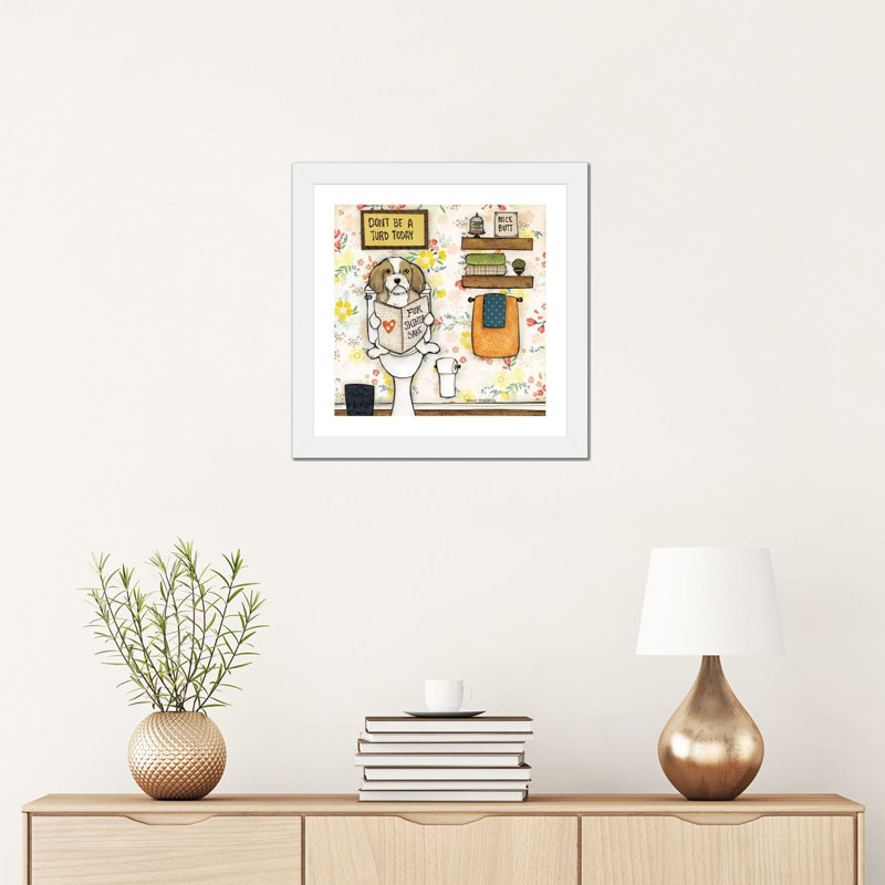 « Turd Today » par Jamie Morath-impression, H 16 po x l 16 po x p 1 po, Papier encadré blanc, Blanc