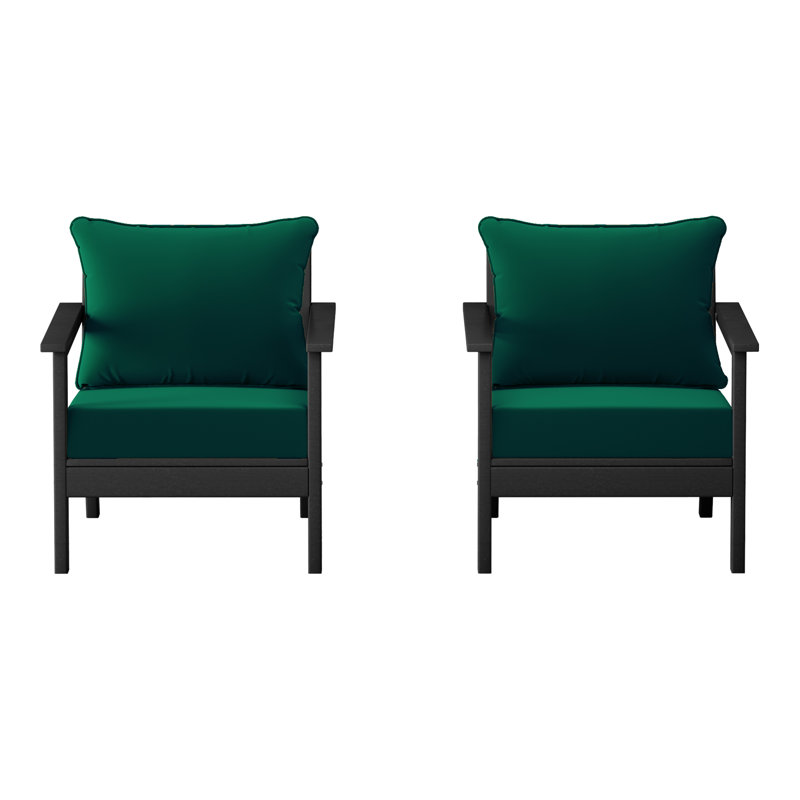 Chaise profonde avec coussins (ensemble de 2), Green, Noir