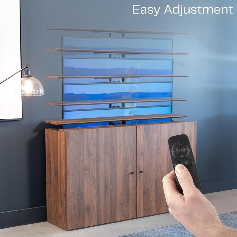 Meuble télé motorisé - Support en noyer pour téléviseurs de 32 à 55 po, poids maximal de 44 lb